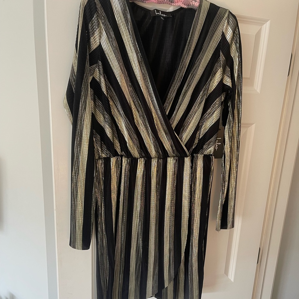 LULUs Gold and Silver Shimmer dress